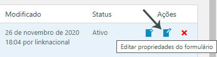 Editar propriedades do formulário Editar propriedades do formulário