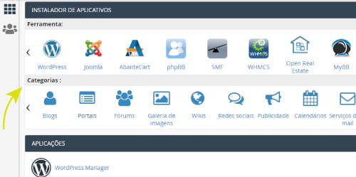 Clique em qualquer opção abaixo da aba Categorias