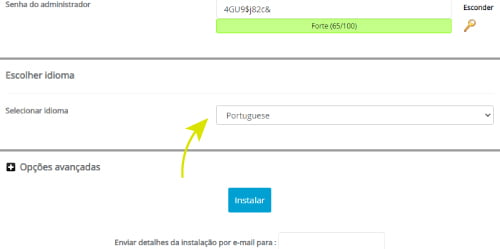 Escolha o idioma padrão