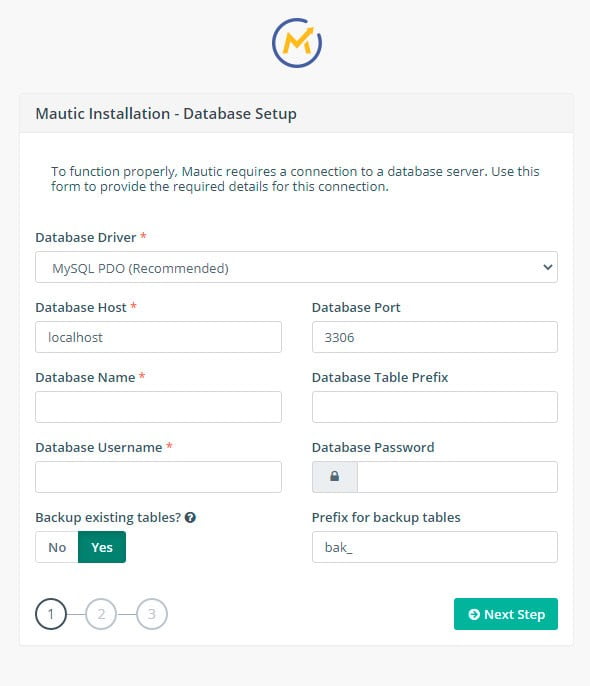 Configurar as informações do banco de dados Configurar as informações do banco de dados