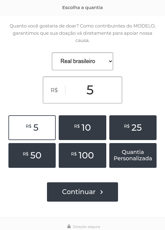 Formulário doação online exemplo Formulário doação online exemplo