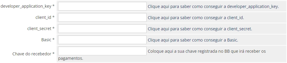Página de configuração do Gateway
