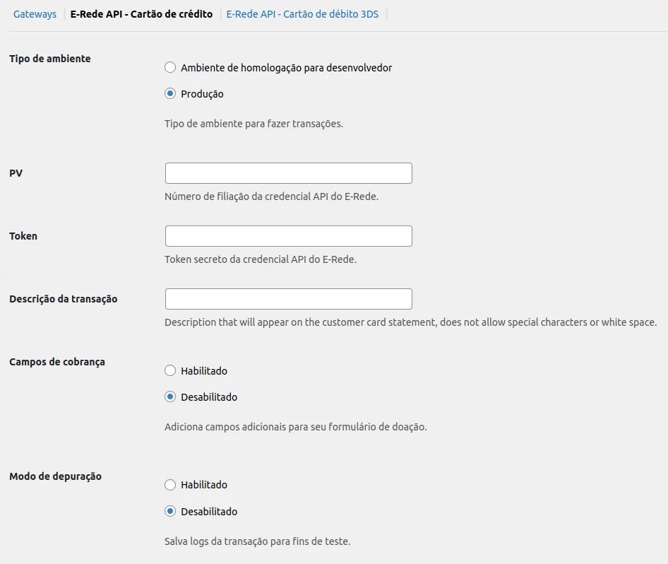 Configurar Cielo cartão crédito plugin GiveWP