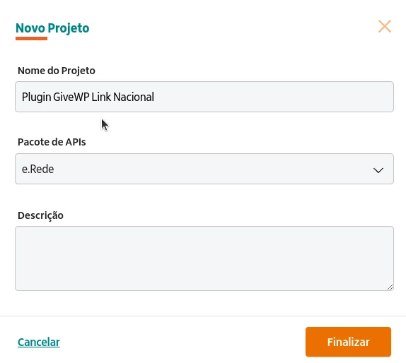 E.Rede Criar projeto API