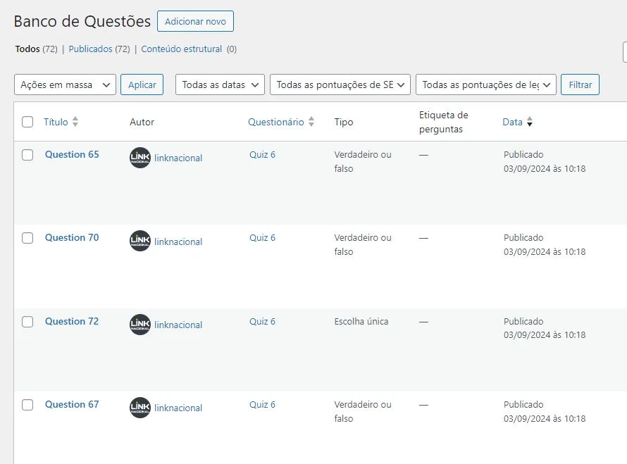 Learnpress Questões