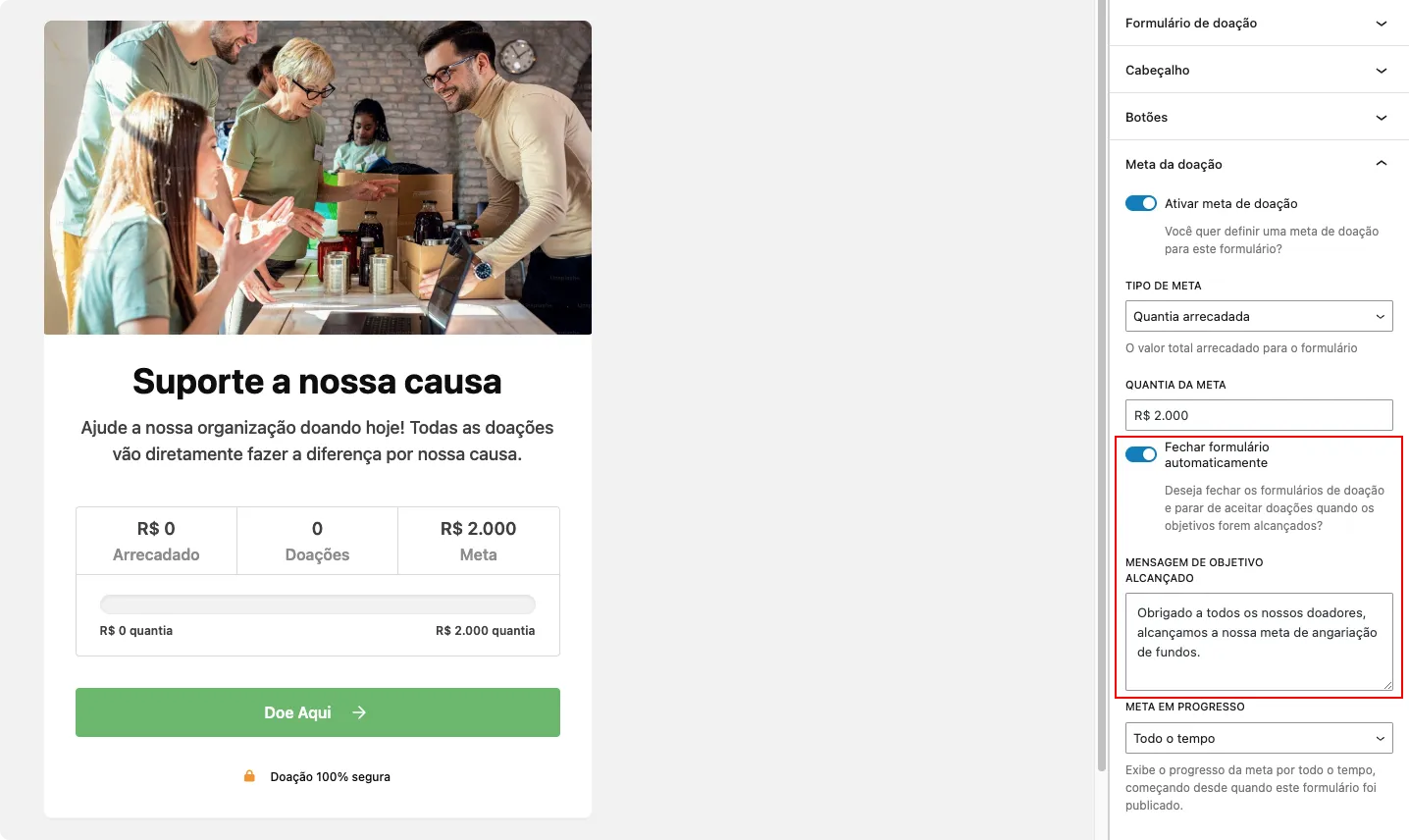Fechar formulário automaticamente GiveWP Fechar formulário automaticamente GiveWP