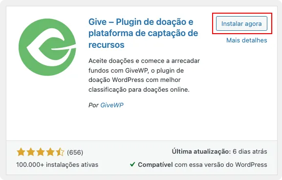 Instalar GiveWP Instalar GiveWP