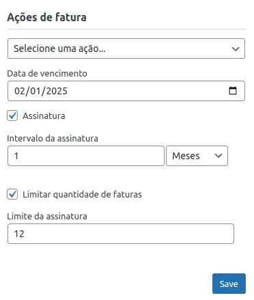 Criando nova fatura de Cobrança automática no WordPress Criando nova fatura de Cobrança automática no WordPress