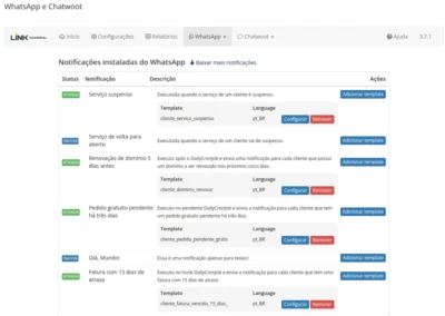 WhatsApp WHMCS notificação mensagens
