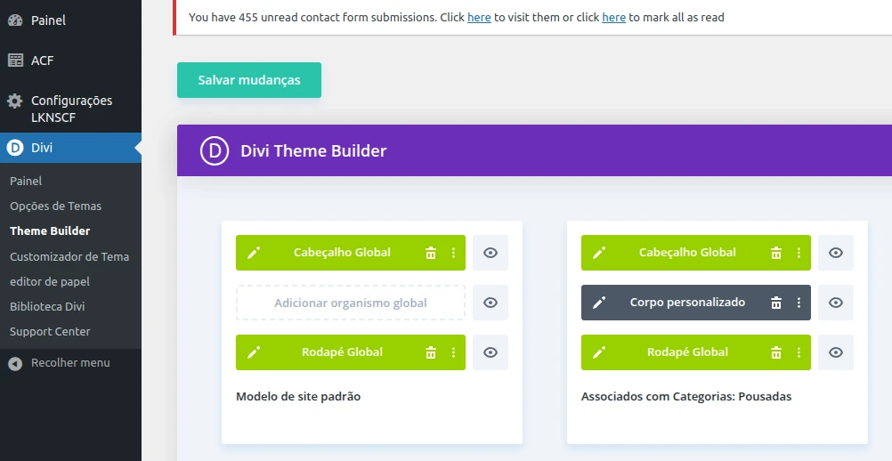 DIVI Theme Builder criando novo modelo de página DIVI Theme Builder criando novo modelo de página