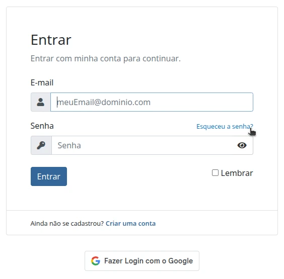 Login Área do Cliente
