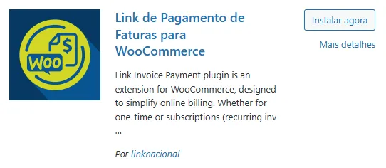 Instalação plugin  Link de Pagamento de Faturas para WooCommerce
